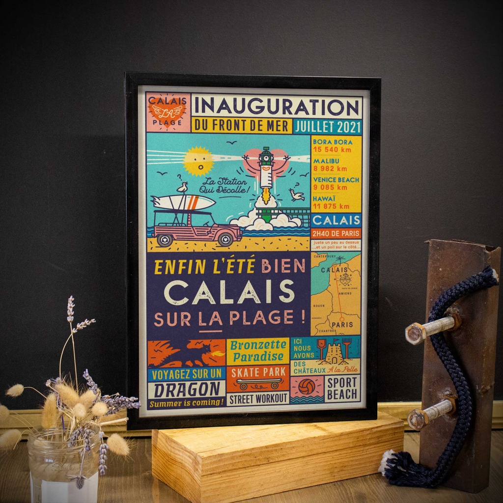 Affiche inauguration Calais La Plage 40x60cm